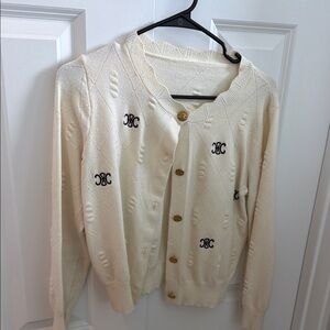 Celine Cream Button-Front Women's Sweater Cardigan
